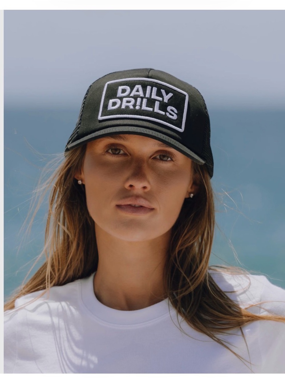 Daily Drills Black Logo Trucker Hat for Women
